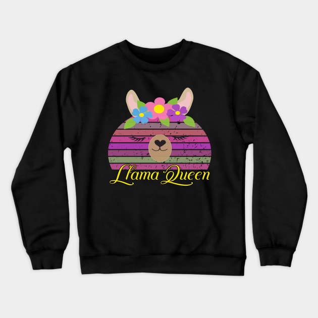 Vintage Retro Llama Queen Crewneck Sweatshirt by Animal Specials